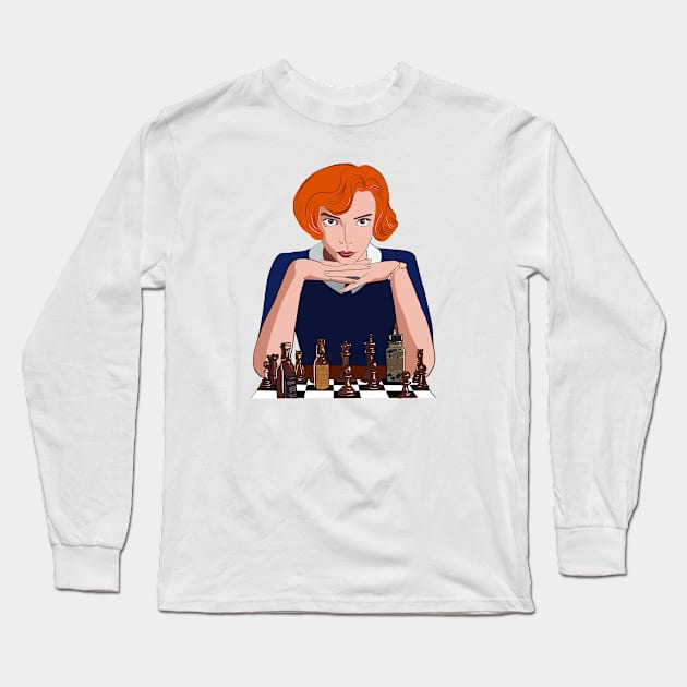 Queen’s Gambit minimalist Long Sleeve T-Shirt by PG Illustration